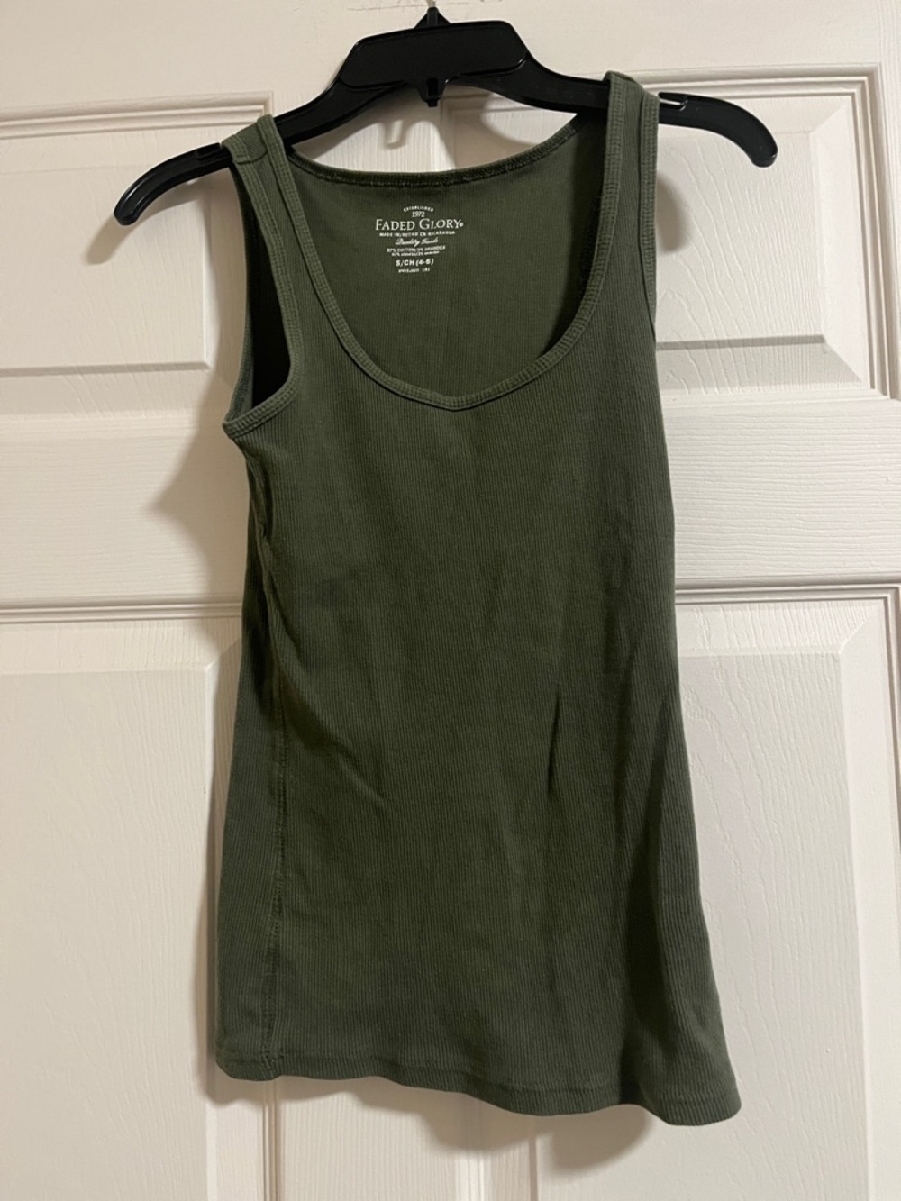 Faded Glory Olive Green Ribbed Scoop Neck Tank